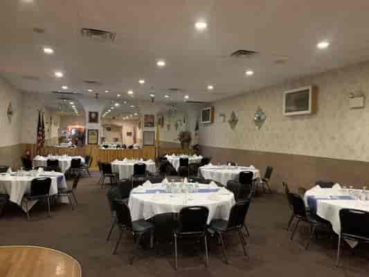Renovated Hall at Columbus Club, spacious venue for corporate meetings and banquets.