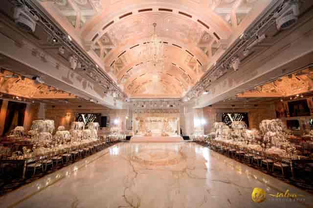 Elegant ballroom at The Legacy Castle, perfect for luxurious weddings and galas.