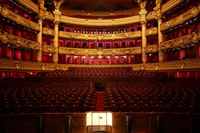 Grand theater interior of Palais Garnier, ideal for elegant events and performances.