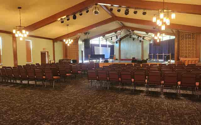 Cavanaugh Room at Green Mountain Retreat: spacious venue with stage for events and presentations.