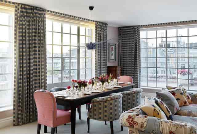 Stylish meeting space in Soho Hotel with elegant decor for events and gatherings.