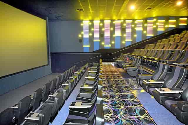 Modern cinema venue with tiered seating for film screenings and corporate events.