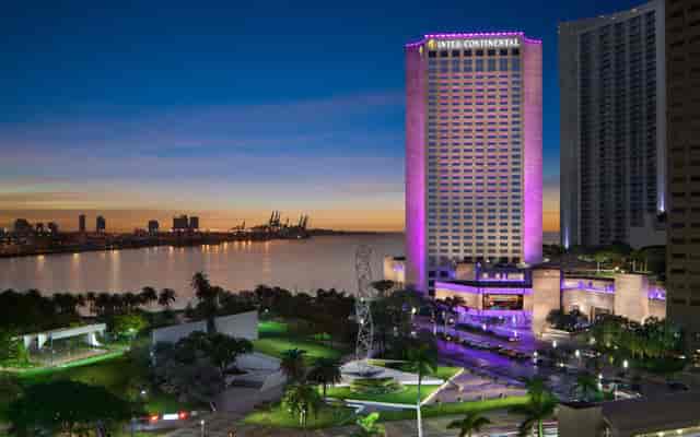 Contemporary Mezzanine at InterContinental Miami, waterfront venue for elegant events.