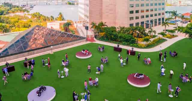 Skylawn at InterContinental Miami: vibrant outdoor event space for networking and gatherings.