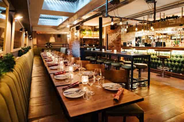 Stylish private dining setup at The Merchant Room, Salt Yard Borough Market.