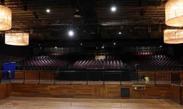 Theater in Palladium Times Square with elegant chandeliers, ideal for conferences and performances.