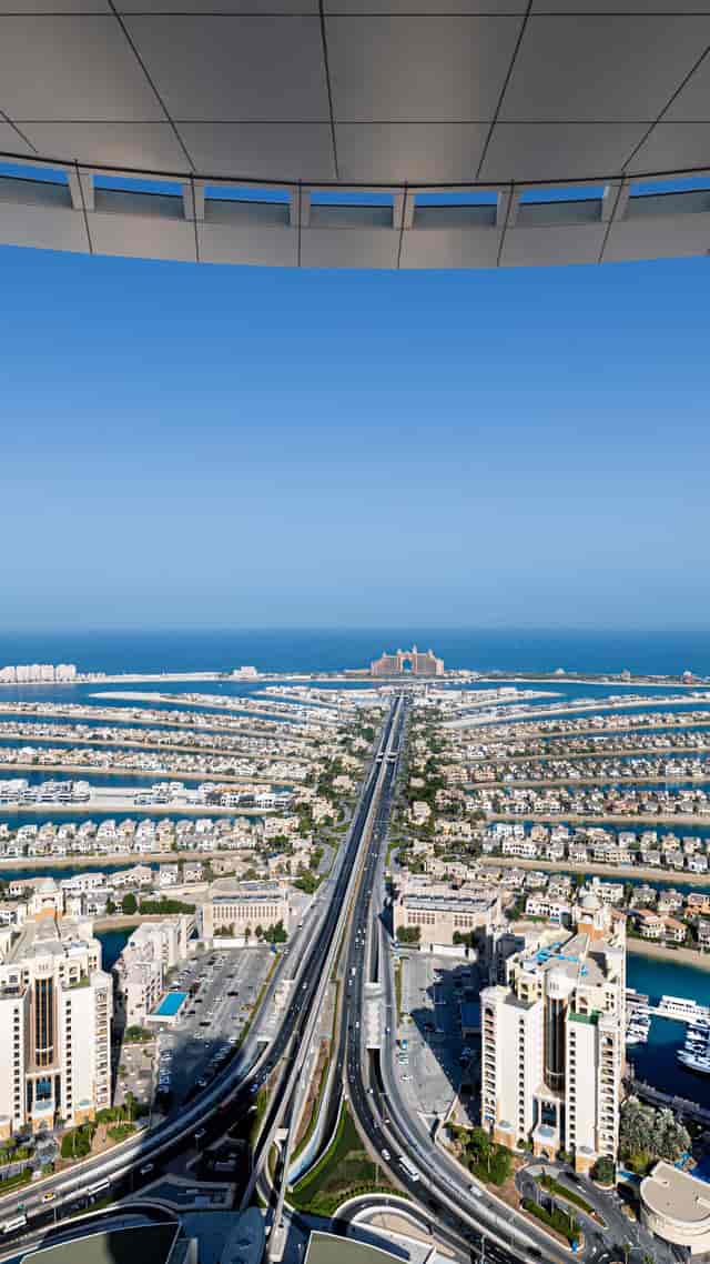 Aerial view of AURA SkyPool's Palm View Deck, ideal for corporate events and meetings.