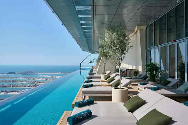Wellness in the Sky at AURA SkyPool with ocean view, ideal for upscale events and networking.
