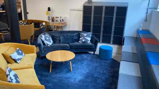 Cozy lounge at Notcutt House, perfect for networking and informal meetings.