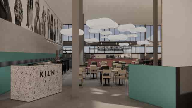Modern bar area "KILN" at Midlands Arts Centre, perfect for networking events and gatherings.