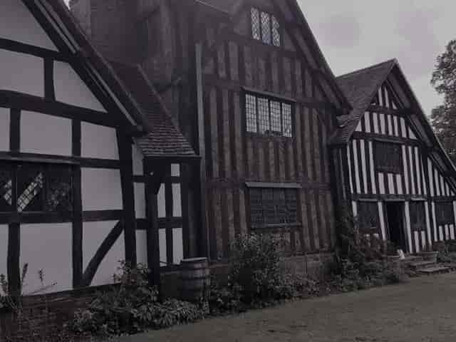 Historic timber-framed Rest House at Selly Manor Museum, perfect for weddings and events.