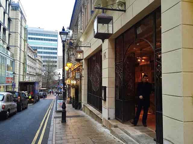 Charming restaurant entrance in Birmingham, ideal for corporate events and gatherings.