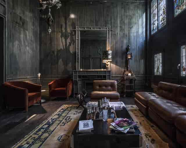 Stylish meeting space in Les Bains Paris, ideal for intimate gatherings and events.