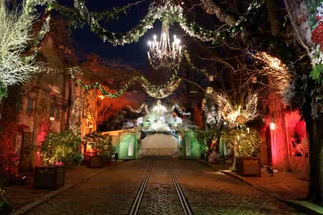 Enchanting outdoor venue at Musée des Arts Forains, ideal for evening events and celebrations.