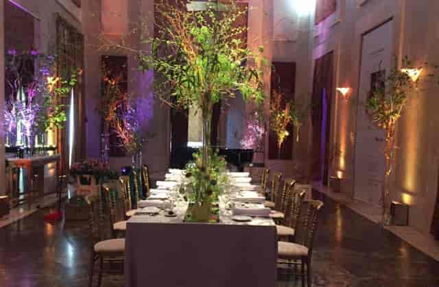 Elegant banquet setup in Falla Room, Teatro Real, ideal for upscale events and gatherings.