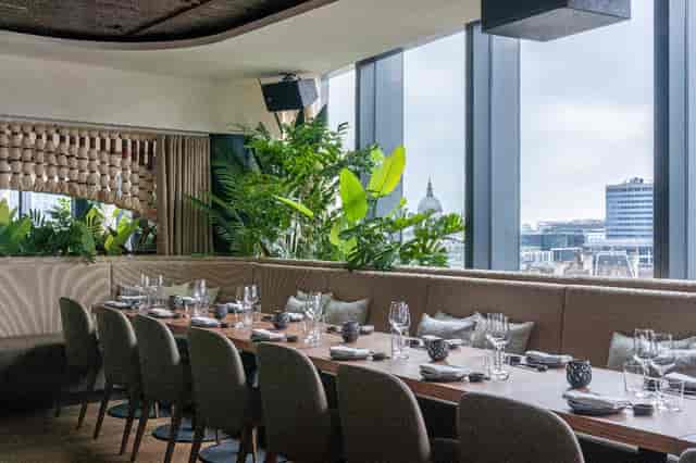 Mezzanine London private dining event, city view, VIP