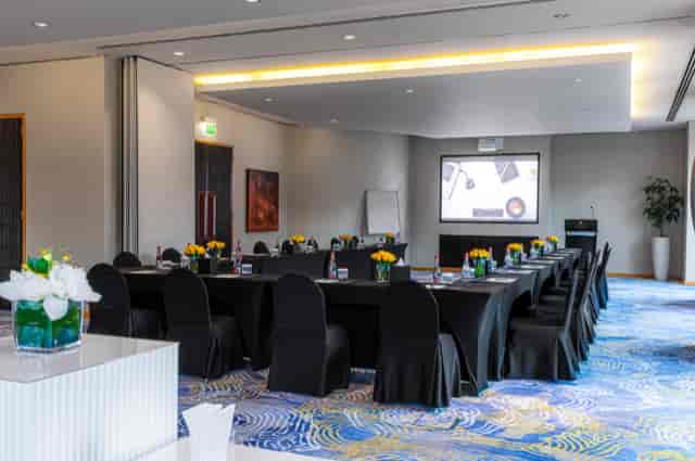 Meeting room on 12th Floor, Address Dubai Mall, elegant setup for corporate events.