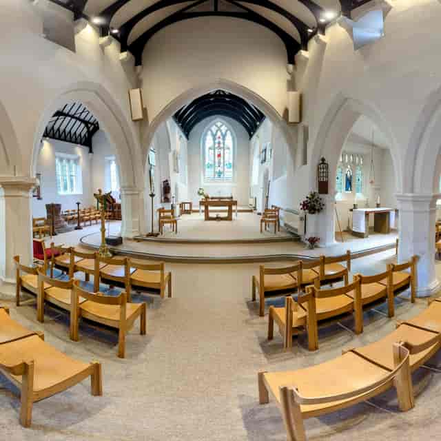 Octagon Room in St. Mary's Coventry, serene event space with high ceilings for gatherings.