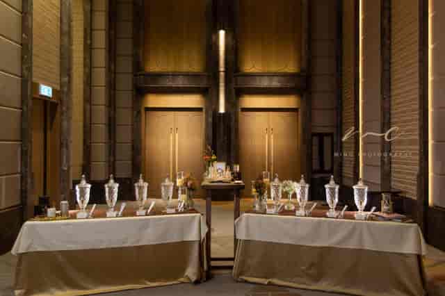 Elegant event setup at Vincent Astor Pre-Function, St. Regis Hong Kong for gala reception.