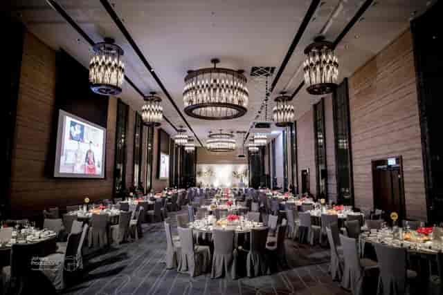 Astor Ballroom at St. Regis Hong Kong, elegant dining setup for corporate events.