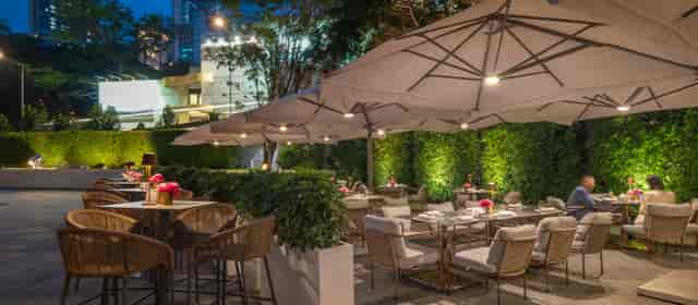 Cotton Tree Terrace outdoor venue in Hong Kong, ideal for cocktail receptions and intimate dinners.