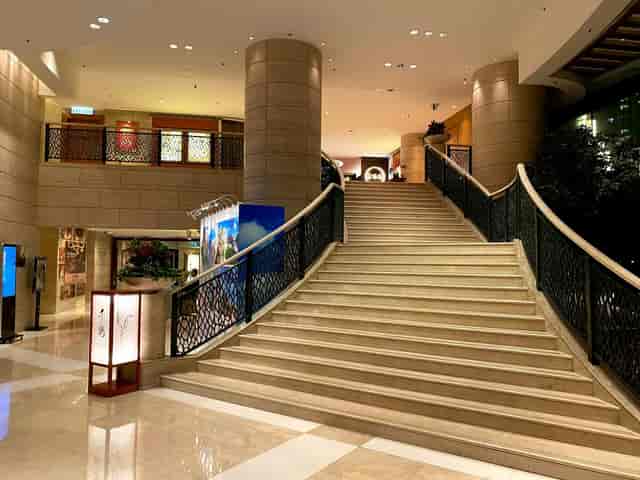 Elegant staircase in Salon III, Harbour Plaza Metropolis for receptions and gala events.
