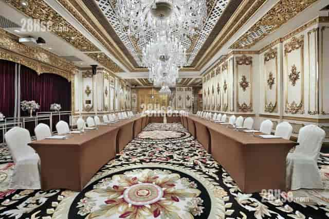 Grand Ballroom at Hotel Alexandra with elegant decor for corporate events and special occasions.