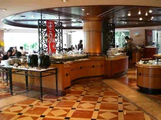 Buffet setup in Gold Coast Hotel, elegant decor for catering events and receptions.