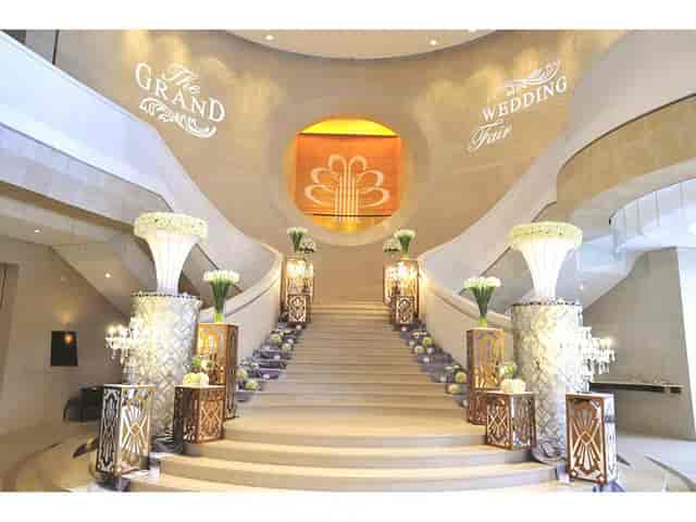 Grand Ballroom at Harbour Grand Kowloon with elegant staircase for wedding fair.