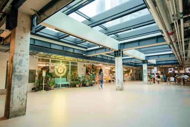 Main Hall in The Annex at The Mills: versatile event space with skylights for workshops and gatherings.
