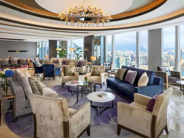 Sophisticated lounge at Four Seasons Place, ideal for networking events and meetings.