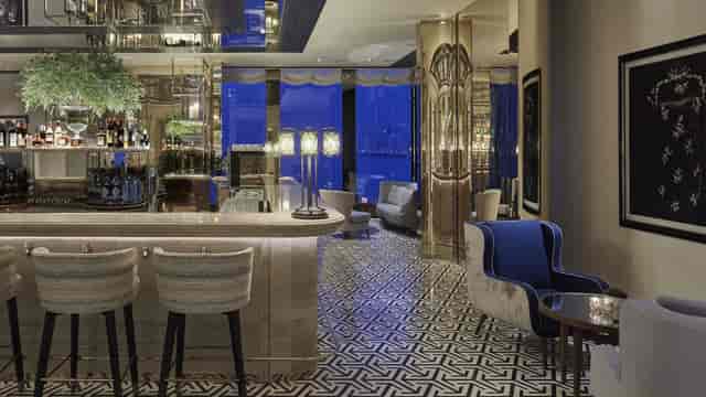 Elegant event space in Rosewood Hong Kong with stylish bar for upscale meetings.