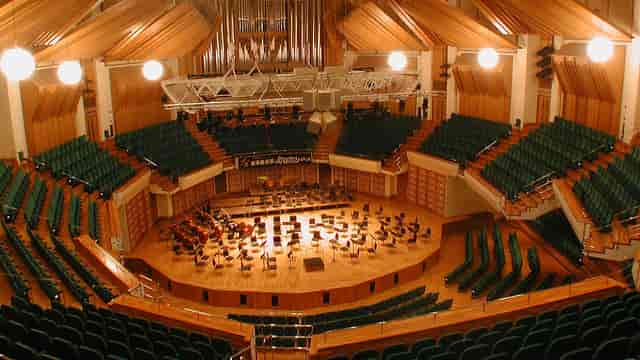 Concert Hall at Hong Kong Cultural Centre with tiered seating for orchestral performances.