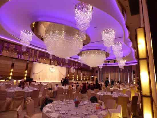 Grand Ballroom at Harbour Grand Hong Kong with elegant chandeliers, perfect for weddings and events.