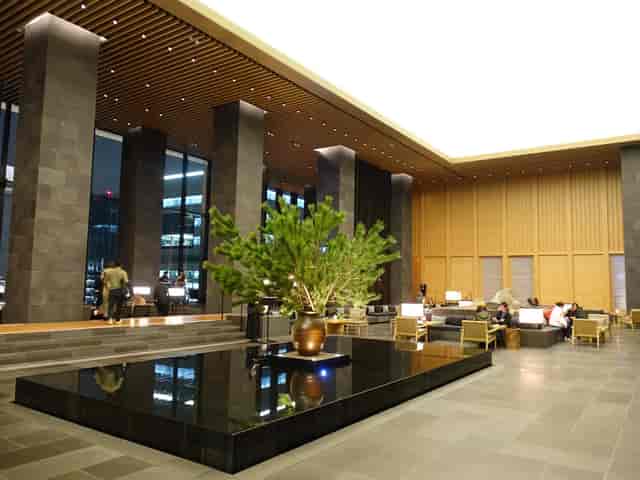 Sophisticated Aman Tokyo lobby with modern design, ideal for events and meetings.