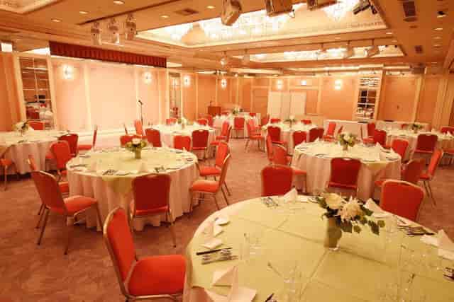 Banquet Hall in Asakusa View Hotel with elegant tables, ideal for receptions and events.
