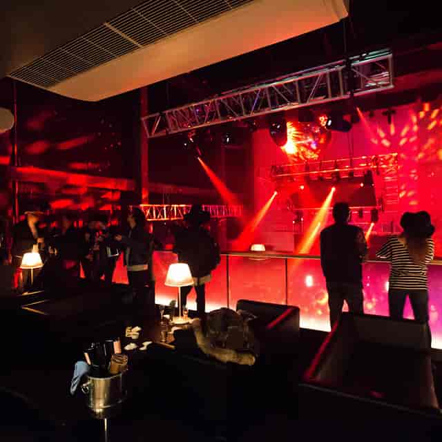 VVIP TERRACE in WOMB: vibrant event space with dynamic lighting for parties and gatherings.