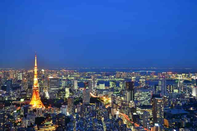 Tokyo City View indoor observation deck with illuminated Tokyo Tower, ideal for events.