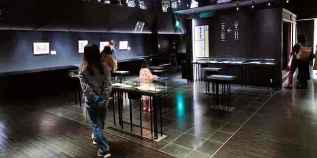 Modern exhibition room in Sumida Hokusai Museum, ideal for art showcases and private events.