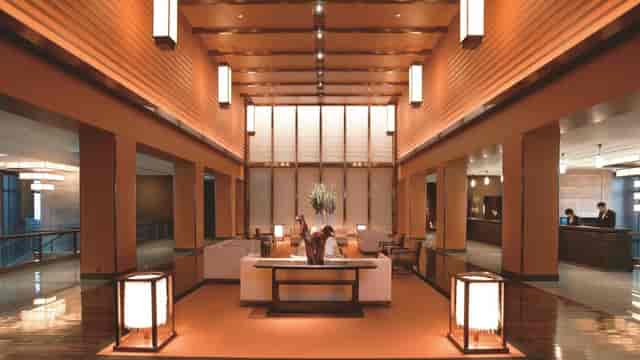 Sophisticated meeting room lobby at Mandarin Oriental, Tokyo, ideal for upscale events.