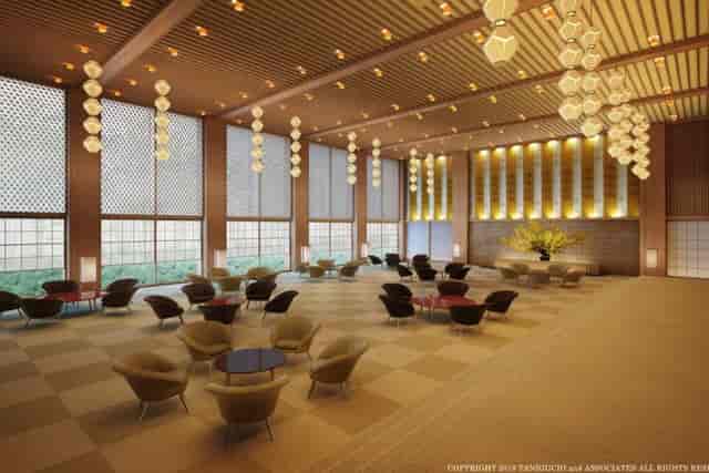Akebono Room at The Okura Tokyo: elegant event space with warm wood accents, ideal for meetings.