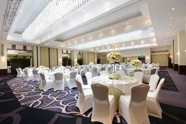 Grand Ballroom at Montcalm Marble Arch with elegant chandeliers, perfect for weddings and corporate events.