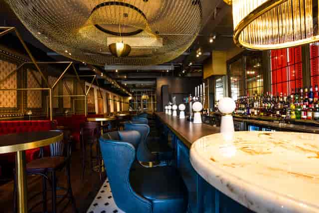 Stylish bar area in Monopoly Lifesized, ideal for networking events and cocktail receptions.
