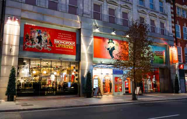 Monopoly Lifesized venue with festive decor, ideal for corporate events and gatherings.