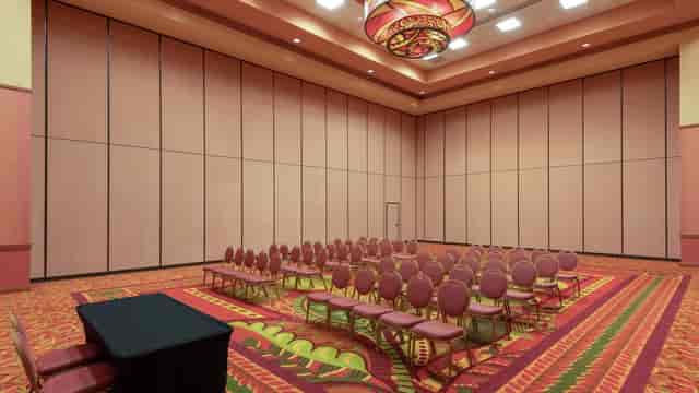 Conference room with flexible seating at Embassy Suites Loveland for events and workshops.
