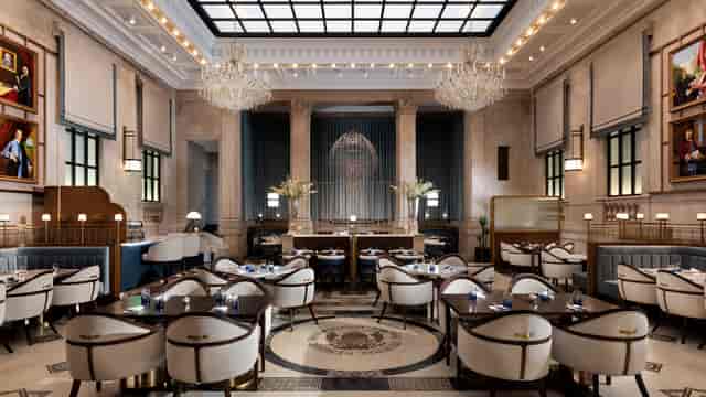 Elegant event space at The Langham, Boston with natural light for upscale gatherings.