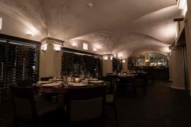 Elegant dining space in The Wine Cellar, perfect for intimate gatherings and corporate events.