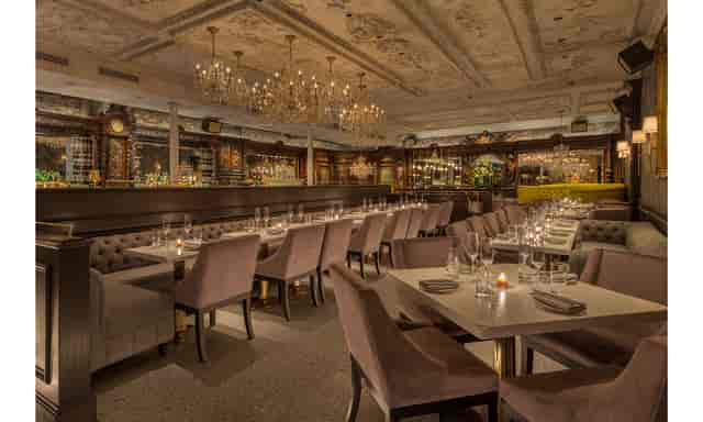 Elegant Library Bar at Yvonne's, perfect for upscale events and intimate gatherings.
