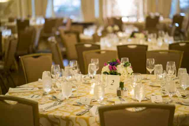 Elegant banquet room in Symphony Hall, perfect for formal events and celebrations.