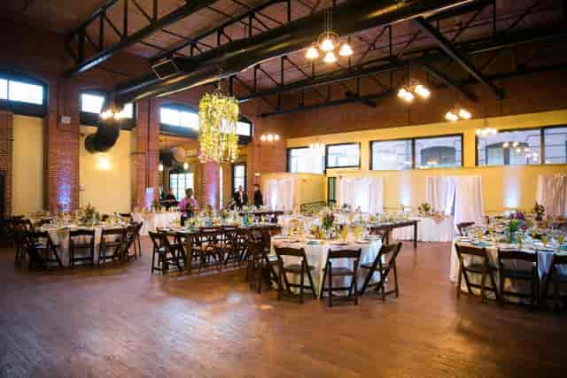 Lowell Room event space with elegant tables, ideal for weddings and corporate events.